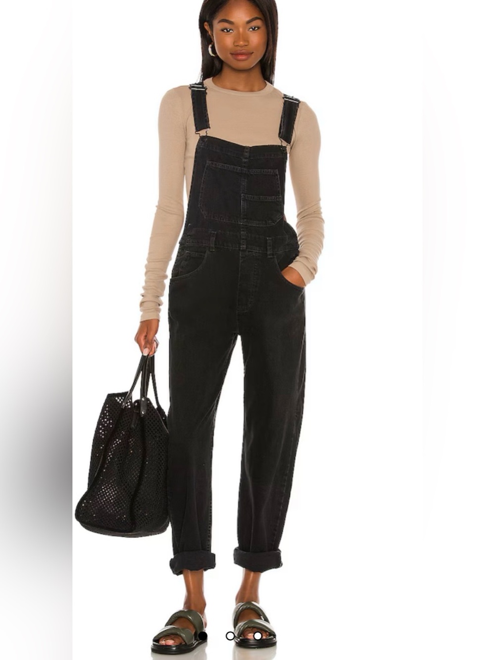 Free people We The Free Ziggy Denim Overall in Mineral Black size L - Picture 1 of 13